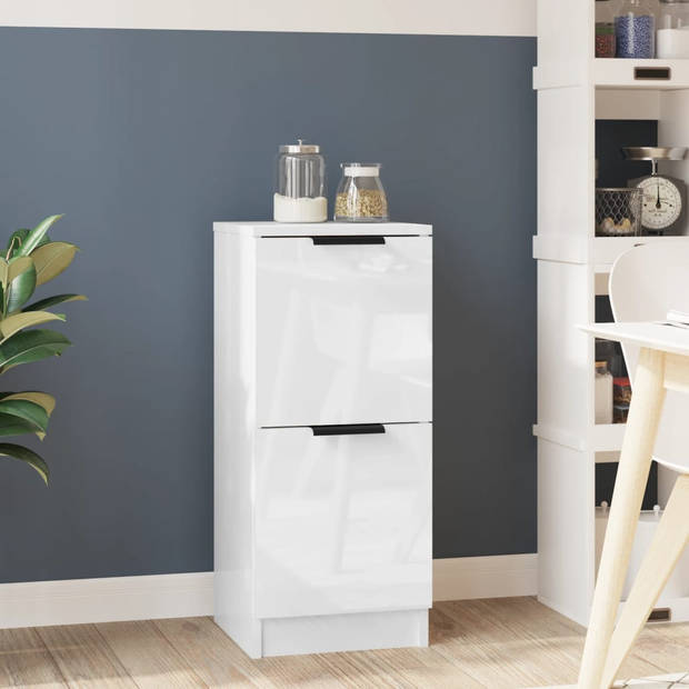 The Living Store Dressoir - Minimalistische Charme - Bijzetkast - 30x30x70 cm - Hoogglans Wit