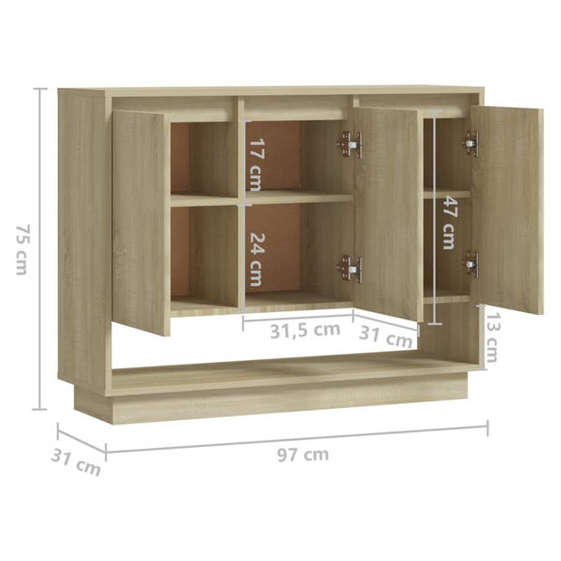 vidaXL Dressoir 97x31x75 cm bewerkt hout sonoma eikenkleurig