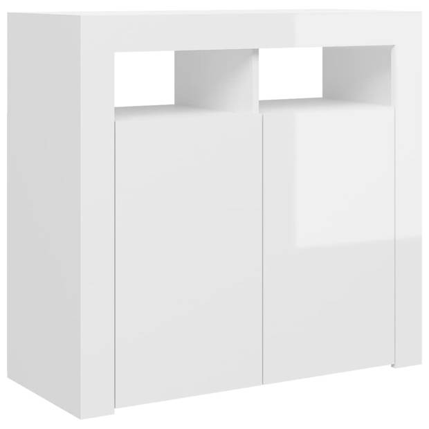 vidaXL Dressoir met LED-verlichting 80x35x75 cm hoogglans wit