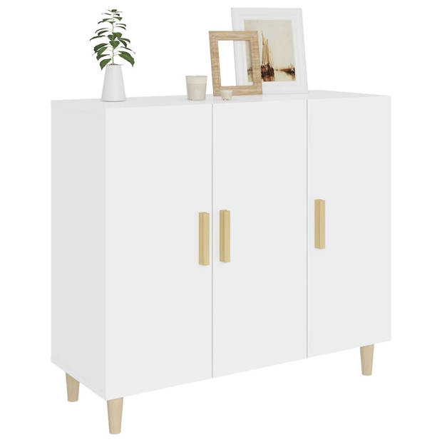 The Living Store Dressoir Classic - Hoogglans wit - 90 x 34 x 80 cm