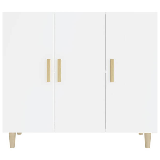 The Living Store Dressoir Classic - Hoogglans wit - 90 x 34 x 80 cm