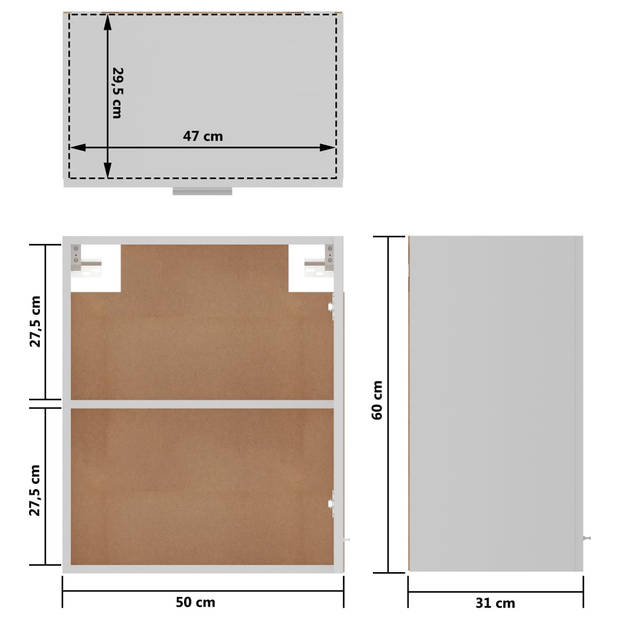 vidaXL Hangkast 50x31x60 cm bewerkt hout wit