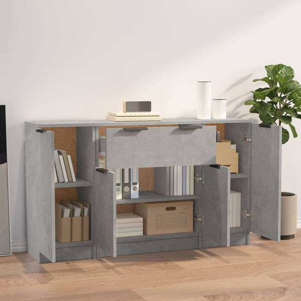 The Living Store Dressoir Hout - 30 x 30 x 70 cm - Betongrijs