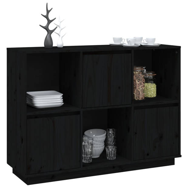 The Living Store Dressoir - Grenenhout - 110.5 x 35 x 80 cm - Zwart