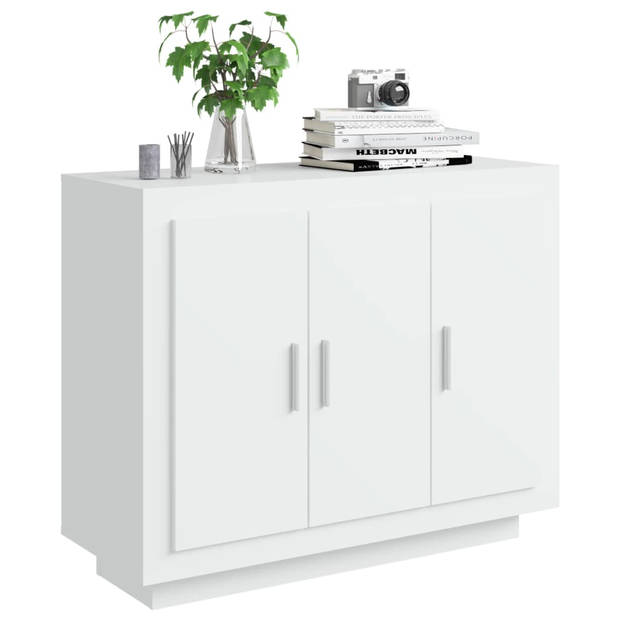 The Living Store Dressoir Wit - 92 x 35 x 75 cm - Vochtbestendig - met deuren en schappen