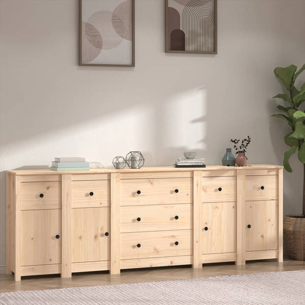 The Living Store Dressoir - Massief grenenhout - 230 x 35 x 80 cm - Ruime opbergruimte