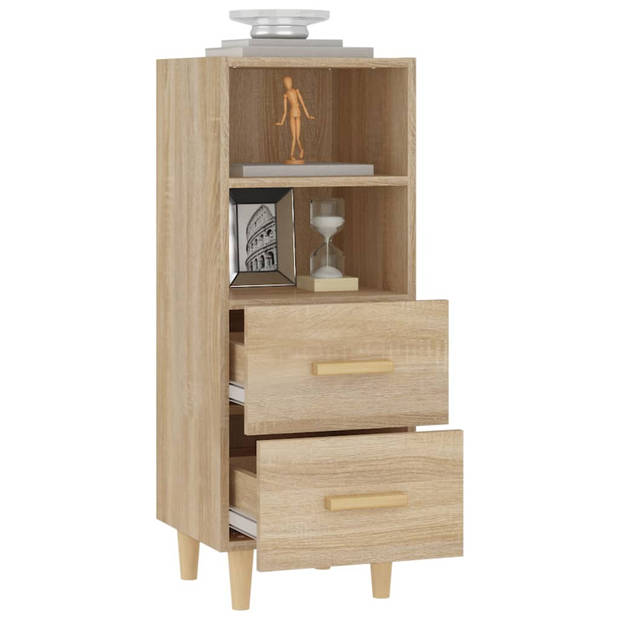 The Living Store Dressoir Bewerkt Hout - 34.5 x 34 x 90 cm - Sonoma Eiken