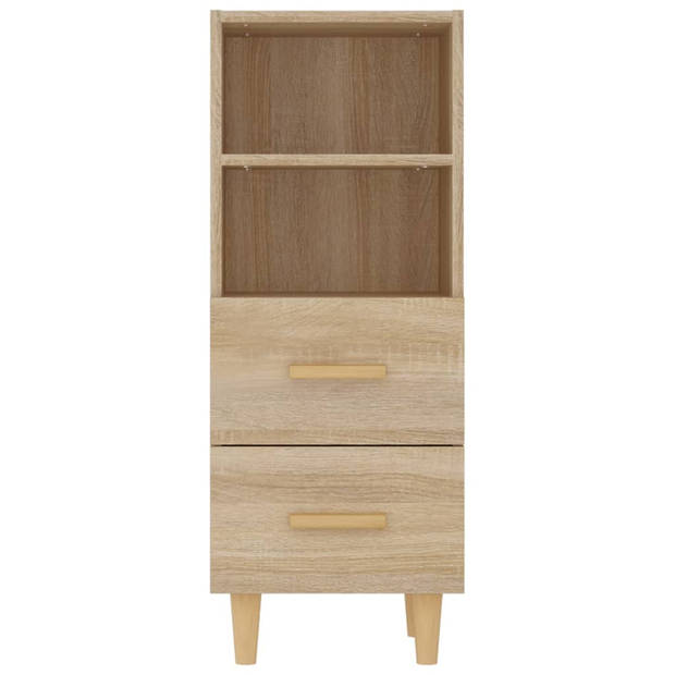 The Living Store Dressoir Bewerkt Hout - 34.5 x 34 x 90 cm - Sonoma Eiken