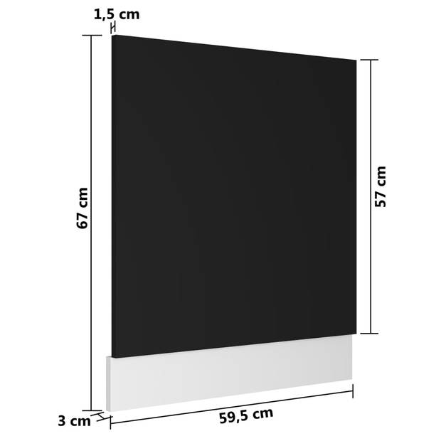 vidaXL Vaatwasserpaneel 59,5x3x67 cm bewerkt hout zwart