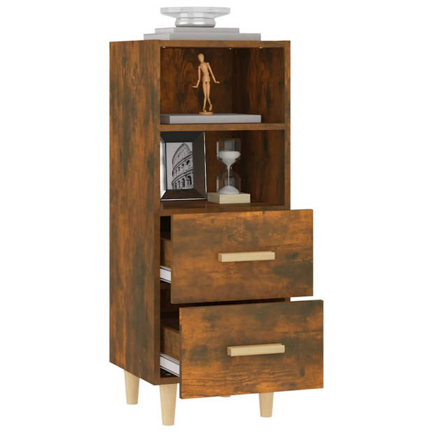 The Living Store Dressoir Gerookt Eiken - 34.5 x 34 x 90 cm - Bewerkt Hout