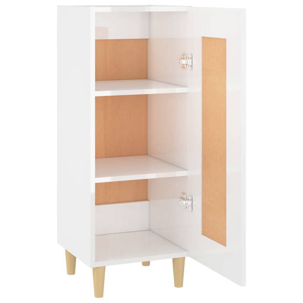 The Living Store Dressoir - Hoogglans wit - 34.5 x 34 x 90 cm - bewerkt hout - flexibele deurinstallatie