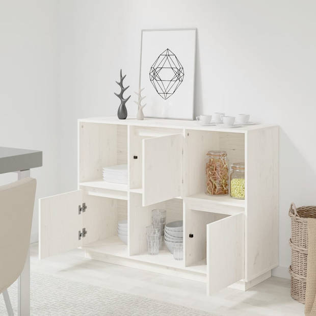 The Living Store Dressoir - Modern - Bijzetkast - 110.5 x 35 x 80 cm - Massief grenenhout