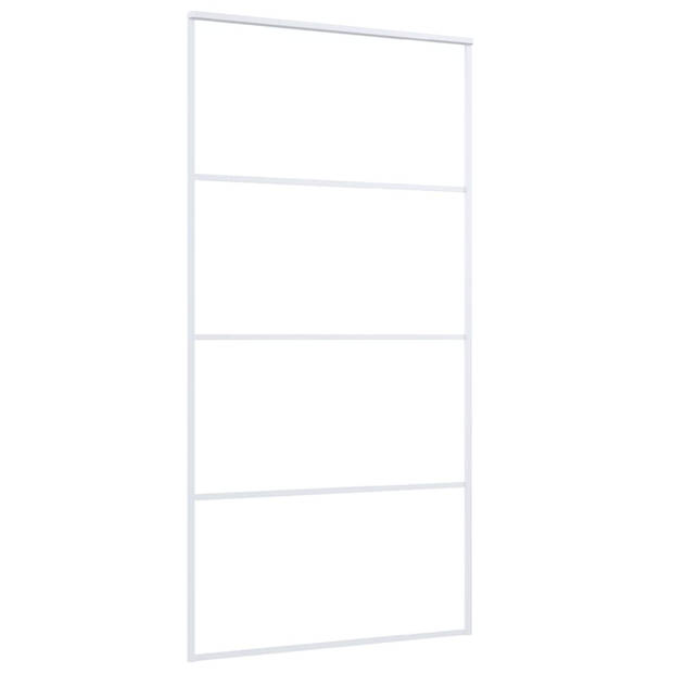 vidaXL Schuifdeur 102,5x205 cm ESG-glas en aluminium wit