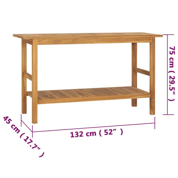 vidaXL Wastafelkast 132x45x75 cm massief teakhout