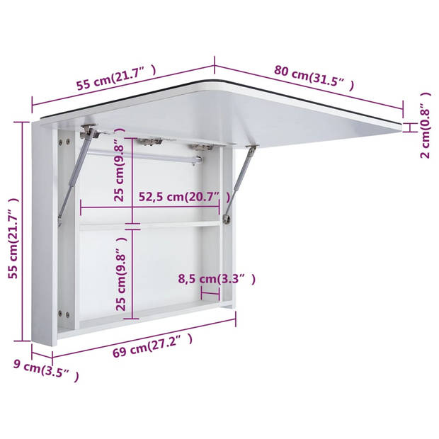 vidaXL Badkamerkast met spiegel LED 80x9,5x55 cm