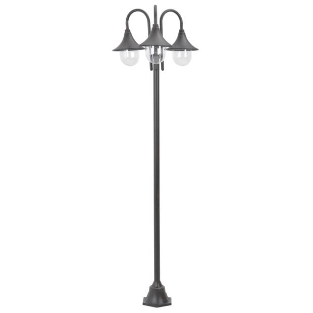 vidaXL Paalverlichting tuin E27 220 cm aluminium brons 3-delig