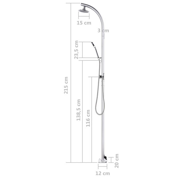 vidaXL Buitendouche 215 cm aluminium