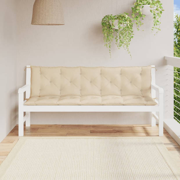 vidaXL Tuinbankkussens 2 st 180x50x7 cm oxford stof beige