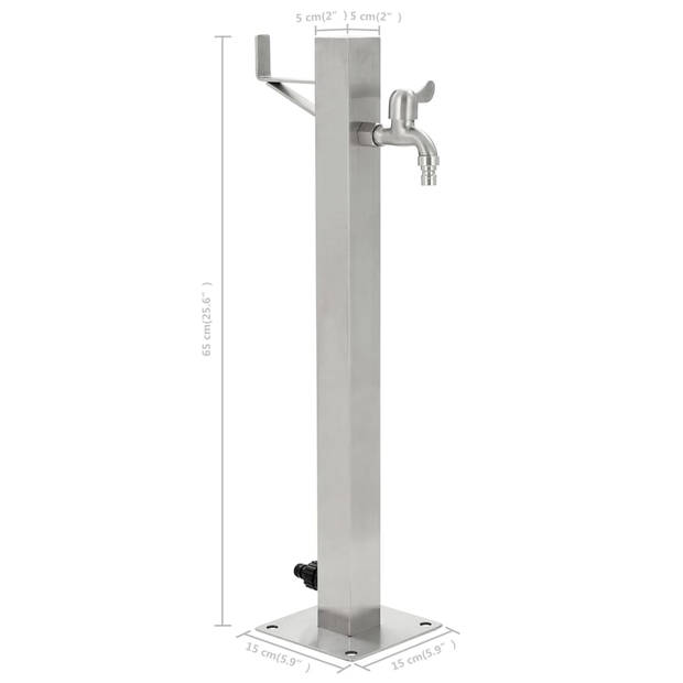 vidaXL Tuinwaterkolom vierkant 65 cm roestvrij staal