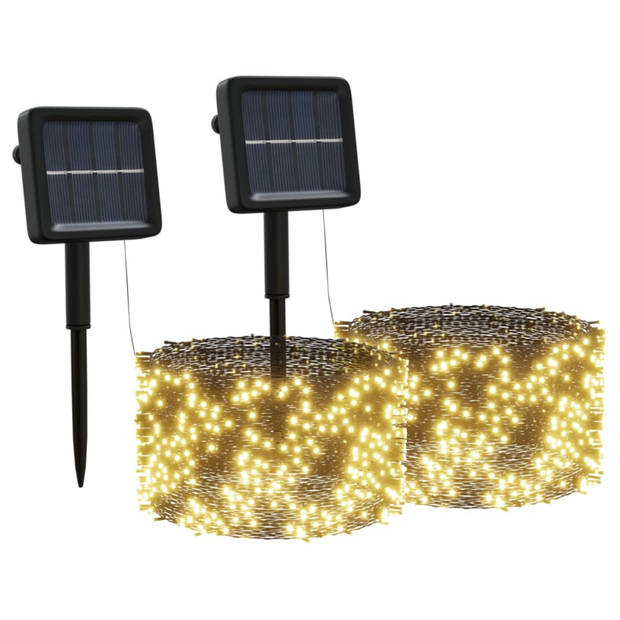 vidaXL Lichtsnoeren 2 st met 2x200 LED's solar binnen/buiten warmwit