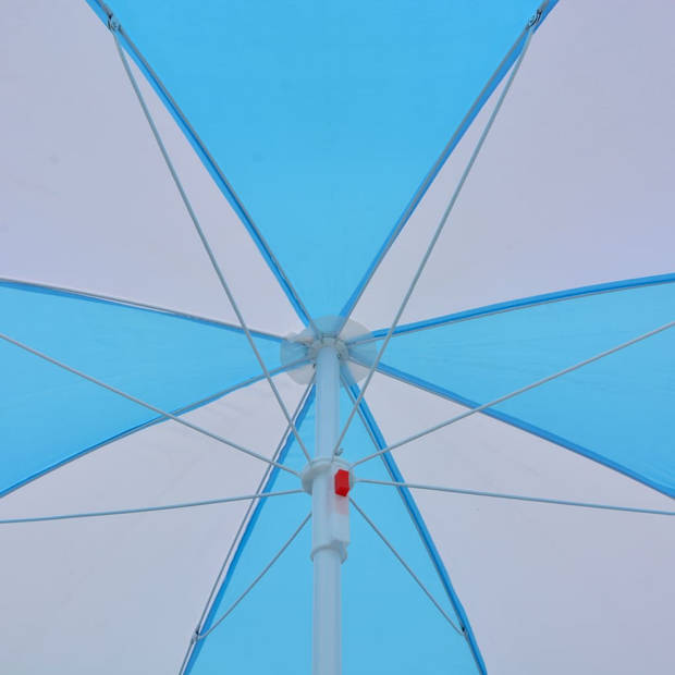 vidaXL Strandparasol/-tent 180 cm stof blauw en wit