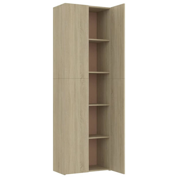 The Living Store Opbergkast - Minimalistisch - Kantoormeubelen - 60x32x190 cm - Sonoma eiken