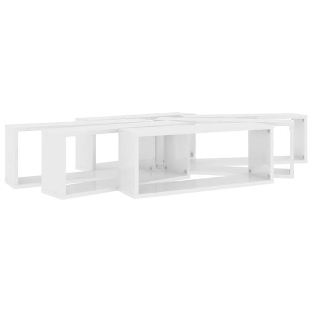 The Living Store Wandplanken Set - 60 x 15 x 23 cm - Hoogglans wit - Stevig en stabiel