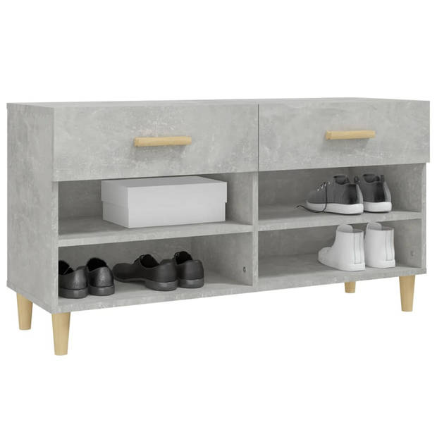 The Living Store Schoenenkast - Betongrijs - 102 x 35 x 55 cm - Stabiel en trendy design