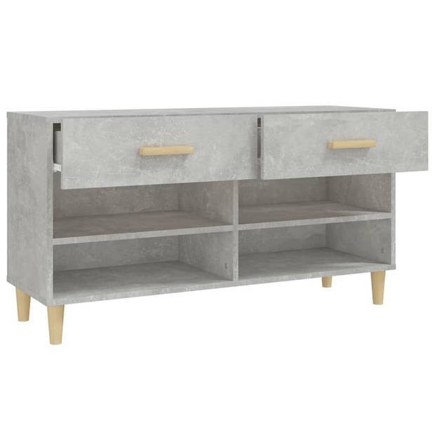 The Living Store Schoenenkast - Betongrijs - 102 x 35 x 55 cm - Stabiel en trendy design