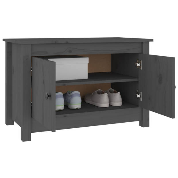 The Living Store Schoenenkast - Grijs - 70 x 38 x 45.5 cm - Massief Grenenhout