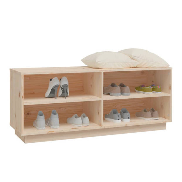 The Living Store Houten Schoenenkast - 110 x 34 x 45 cm - Massief grenenhout