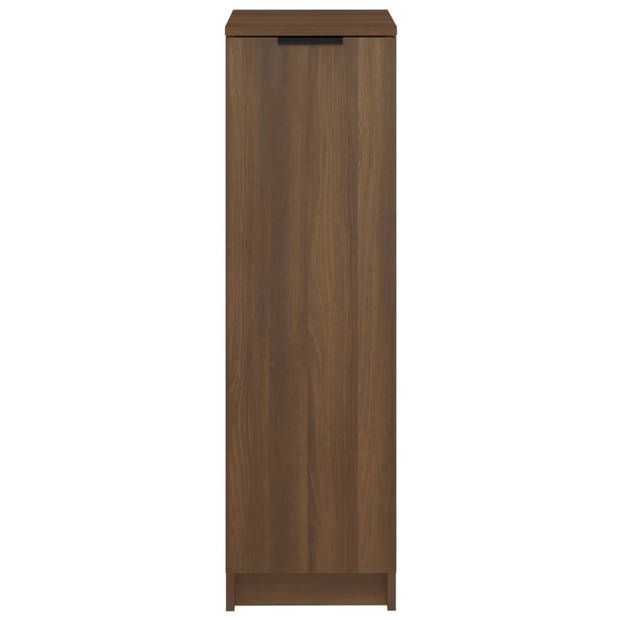 The Living Store Schoenenkast Bruineiken Hout 30x35x100cm - Met Deur en Schappen