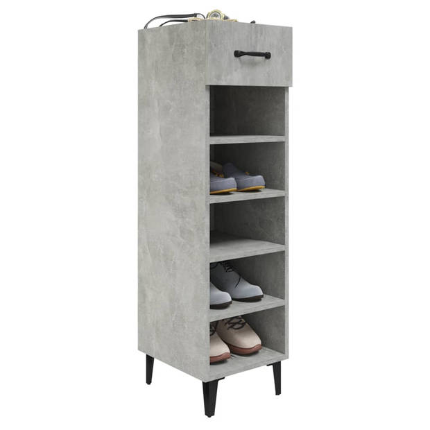 The Living Store Schoenenkast - Betongrijs - 30 x 35 x 105 cm - Metalen poten