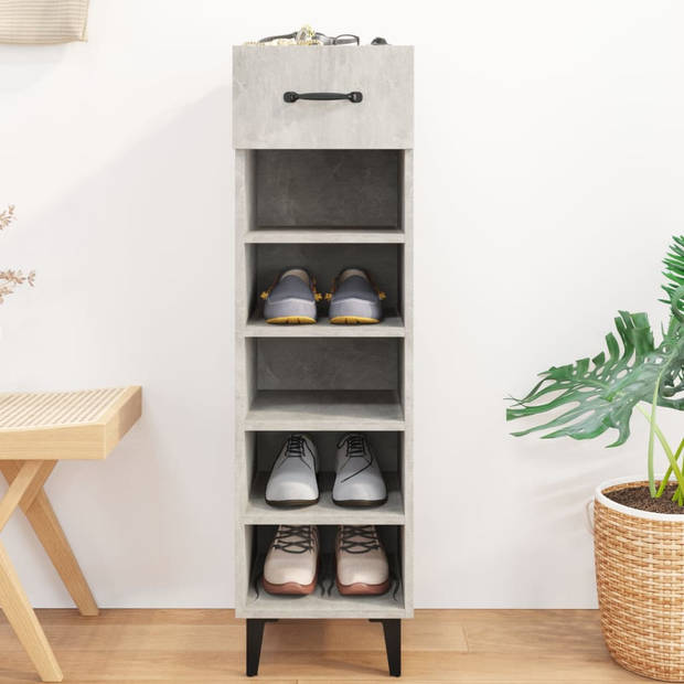 The Living Store Schoenenkast - Betongrijs - 30 x 35 x 105 cm - Metalen poten