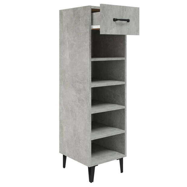 The Living Store Schoenenkast - Betongrijs - 30 x 35 x 105 cm - Metalen poten