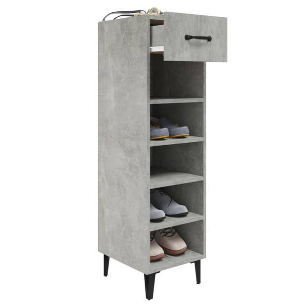 The Living Store Schoenenkast - Betongrijs - 30 x 35 x 105 cm - Metalen poten