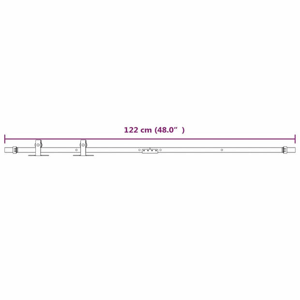 vidaXL Ophangset voor minischuifdeur 122 cm koolstofstaal wit