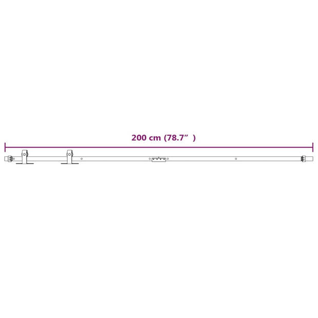 vidaXL Ophangset voor minischuifdeur 200 cm koolstofstaal wit