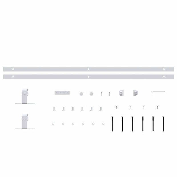 vidaXL Ophangset voor minischuifdeur 200 cm koolstofstaal wit