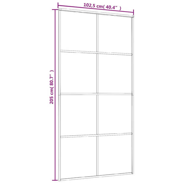 vidaXL Schuifdeur 102,5x205 cm ESG-glas en aluminium wit