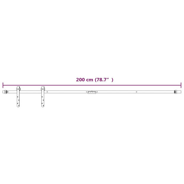 vidaXL Ophangset voor minischuifdeur 200 cm koolstofstaal wit