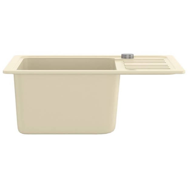 vidaXL Gootsteen enkele bak graniet beige