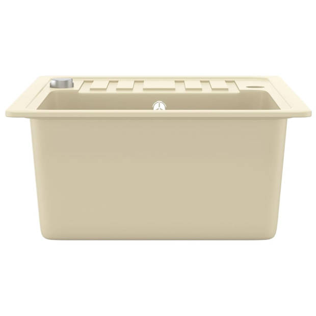 vidaXL Gootsteen enkele bak graniet beige