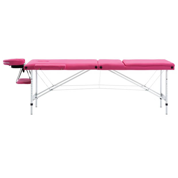 vidaXL Massagetafel inklapbaar 3 zones aluminum roze