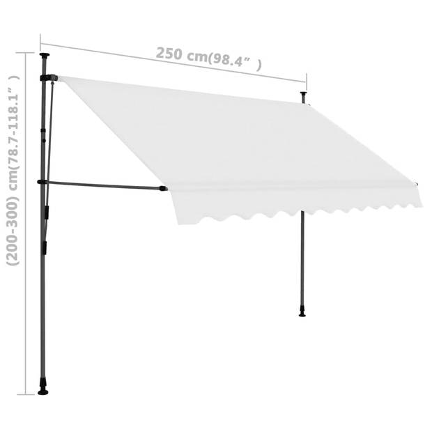 vidaXL Luifel handmatig uitschuifbaar met LED 250 cm crèmekleurig