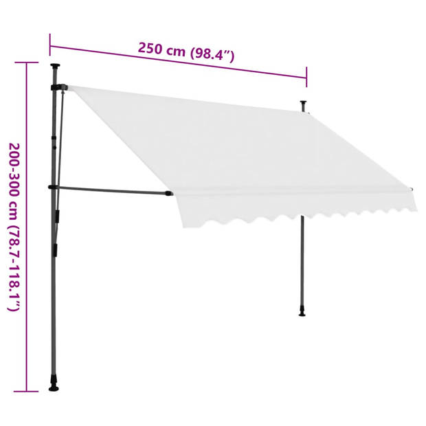 vidaXL Luifel handmatig uitschuifbaar met LED 250 cm crèmekleurig