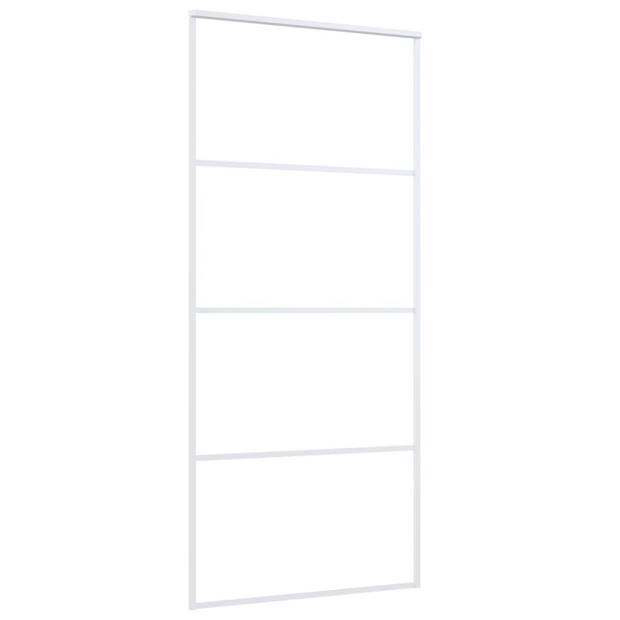 vidaXL Schuifdeur 90x205 cm ESG-glas en aluminium wit