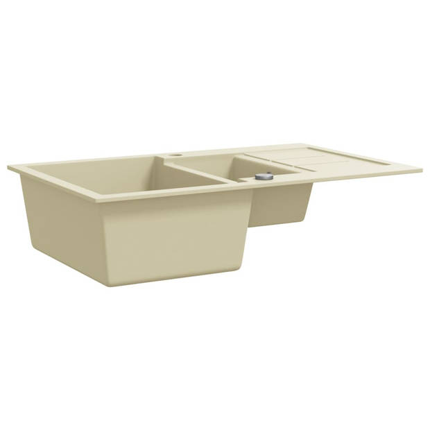 vidaXL Gootsteen dubbele bakken graniet beige