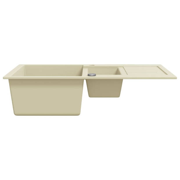 The Living Store Granieten Keukengootsteen - 800 x 500 x 306 mm - Beige - Hittebestendig - Inclusief zeefje