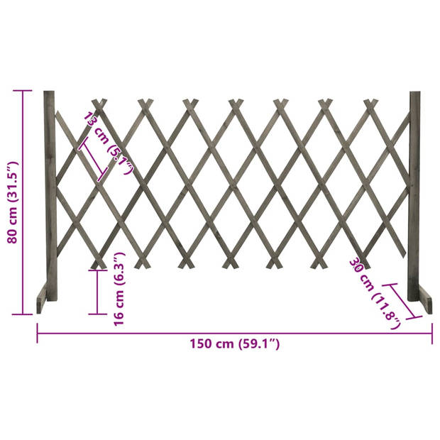 vidaXL Tuinlatwerk 150x80 cm massief vurenhout grijs